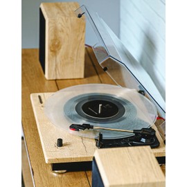 Crosley CR6043A-NA Brio Bluetooth Turntable Shelf System with Included Speakers, Natural