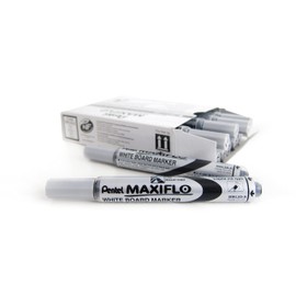 Pentel Maxiflo Dry Wipe Fine Bullet Point Marker - Black (Pack of 12)