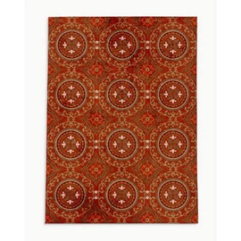 Elegant Low Pile Office Chair Mat | Durable 100% Polyester Chenille with Heavy Cotton Back | Foldable & Rectangular, Easy to Vacuum | Pretty Floral & Circle Print in Red Color | Size: 36" W X 60" L