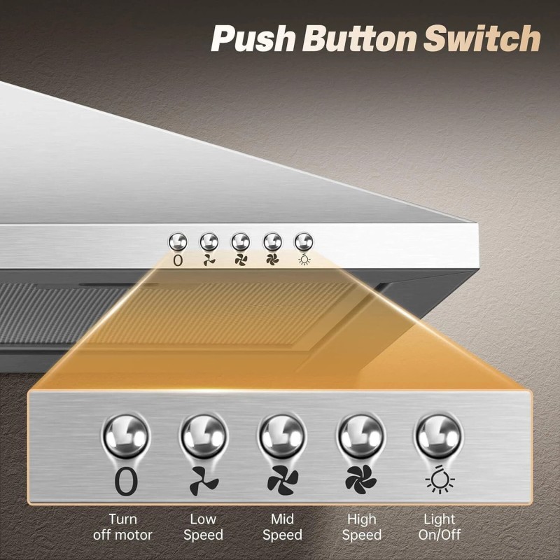 SNDOAS 36 inch Wall Mount Range Hood Kitchen Stove Vent