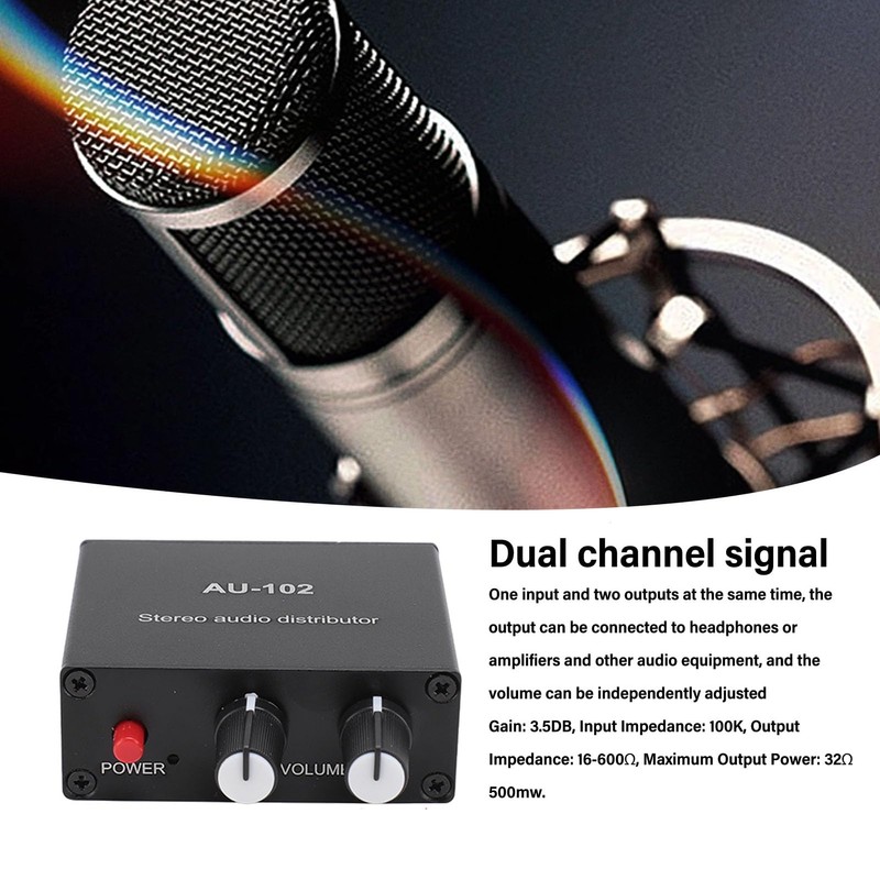 2 Channel Amplifier 1 Input 2 Output Active Stereo Audio