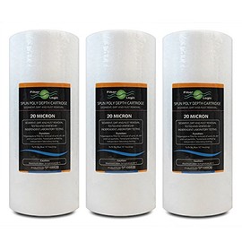 3 x SP10BB20 – FilterLogic 10” Big Blue Spun Poly 20 Micron Sediment Water Filter fits Standard housings - Whole House Filters, Reverse Osmosis Systems & Aquarium Filters, Removes : Sediment, Rust