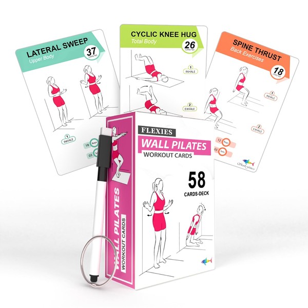 Wall Pilates Workouts For Women - 58 Exercise Cards with
