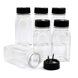 ROYALHOUSE - 6 PACK - 9.5 Oz with Black Cap - Plastic Spice Jars Bottles Containers, Perfect for Storing Spice, Herbs and Powders, Lined Cap - Safe Plastic, PET - BPA free - Made in the USA
