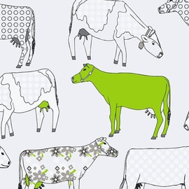 Sample for Display Purpose only.Concord Wallcoverings Textured Wallpaper Animals Cows, White Green Black, 7 in x 10 in, KE29928