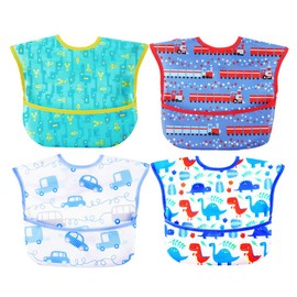 norinori Baby Bibs Waterproof Bibs Pack of 4 with Baby Bibs Children's Bibs Suitable for 6-24 Months Boys Girls (Colour 2), Colour 2