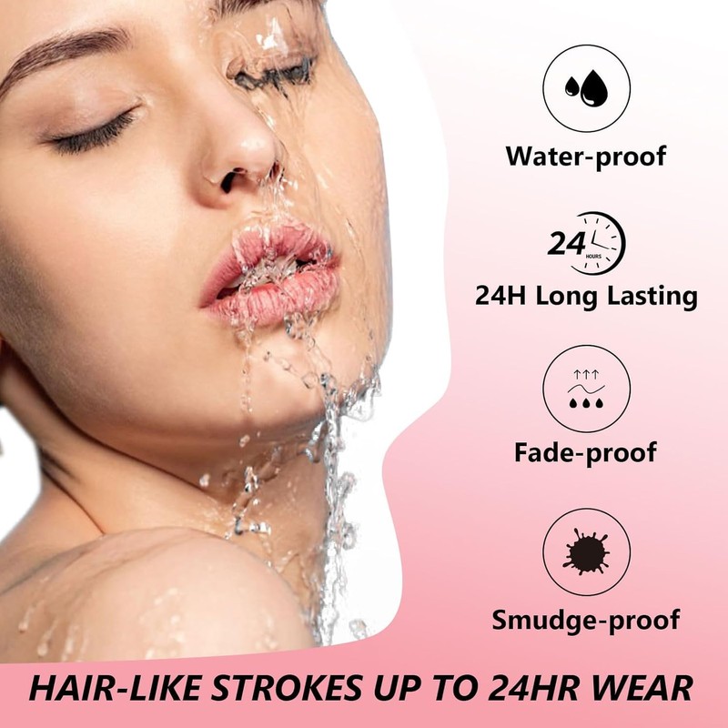 Eyebrow Pencil, Waterproof and Sweatproof Eyebrow Pencil, 2-in-1 Eyebrow Pencil