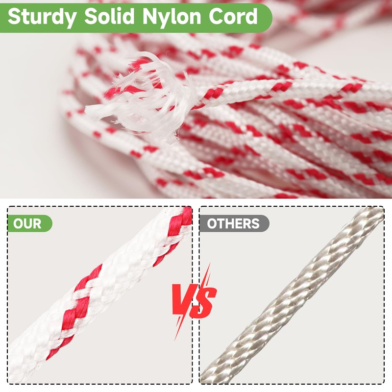 KINGLAKE 3.5mm 10M Lawnmower Pull Cord Replacement with 2 Starter