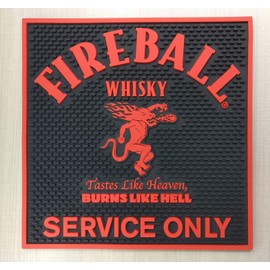 Fireball Whisky Professional Wait Station Rubber Bar Mat XL Spill Mat Drip Mat 12x12