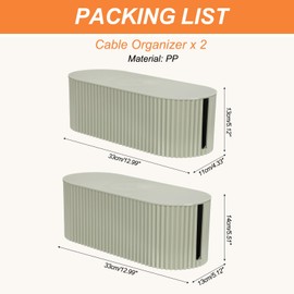 YOKIVE Cable Management Box, Cord Hider Organizer Decorative Strip Storage Box Desk Accessories for Cords Home, Office, Gray Green, 2 Pcs