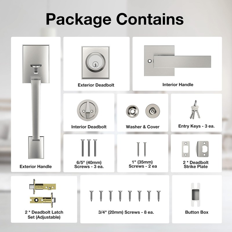 Brightify Satin Nickel Front Door Handle, Satin Nickel Door Handle