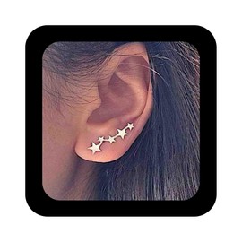 Iaceble Boho Tiny Star Ear Climber Earrings Gold Star Ear Crawler Earrings Minimalist Star Stud Earrings Lucky Star Ear Cuff Earring Jewelry for Women