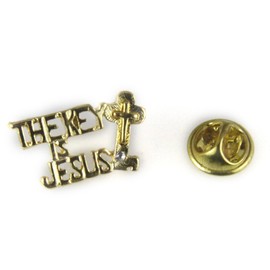 6030246 The Key is Jesus Cross Lapel Pin Tie Tack Christian Jewelry Brooch