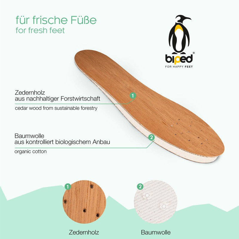 Biped Cedar Wood Soles - Genuine Cedar Soles - Natural