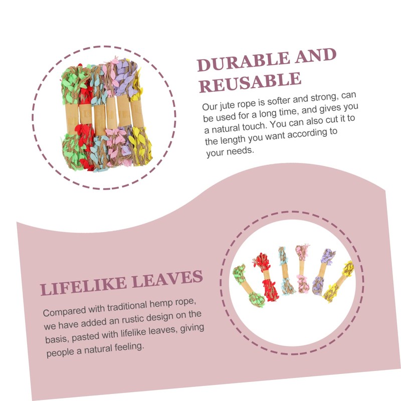 LALAFINA Leaf Rope DIY Decoration Set 6pcs Artificial Rope for