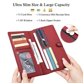 Bakurok Wallets for Women Slim Thin Soft Leather RFID Blocking Credit Card Holder Bifold Long Ladies Wallet Clutch