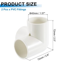 sourcing map 1-1/4" PVC Fittings, 6 Pcs 3 Way Elbow Connector Elbow PVC Furniture Fittings Corner Fitting for Water Supplies PVC Furniture DIY Shelf Greenhouse Tent Connection, White