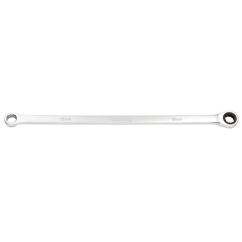 Draper 27767 HI-TORQ Metric Extra-Long Double Ring Ratchet Spanner, 12mm