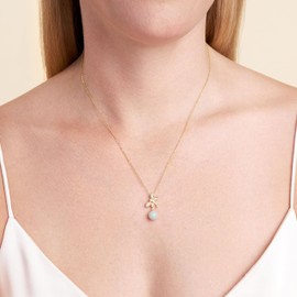 ETERNAL JADE .925 Sterling Silver 14K Gold Plated Genuine Jade Pendant Necklaces for Women - Dragonfly Design with Sparkling Gemstones Accents, Hypoallergenic Sterling Silver Necklace 18 inch