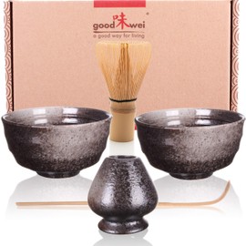 Goodwei Matcha Duo Set with Two Bowls and whisk Holder
