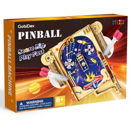 GobiDex DIY Pinball Machine Kit for Kids, Build Your Own Arcade Game, Wooden STEM Toy for Learning, Birthday Gift for Boys and Girls Ages 8+