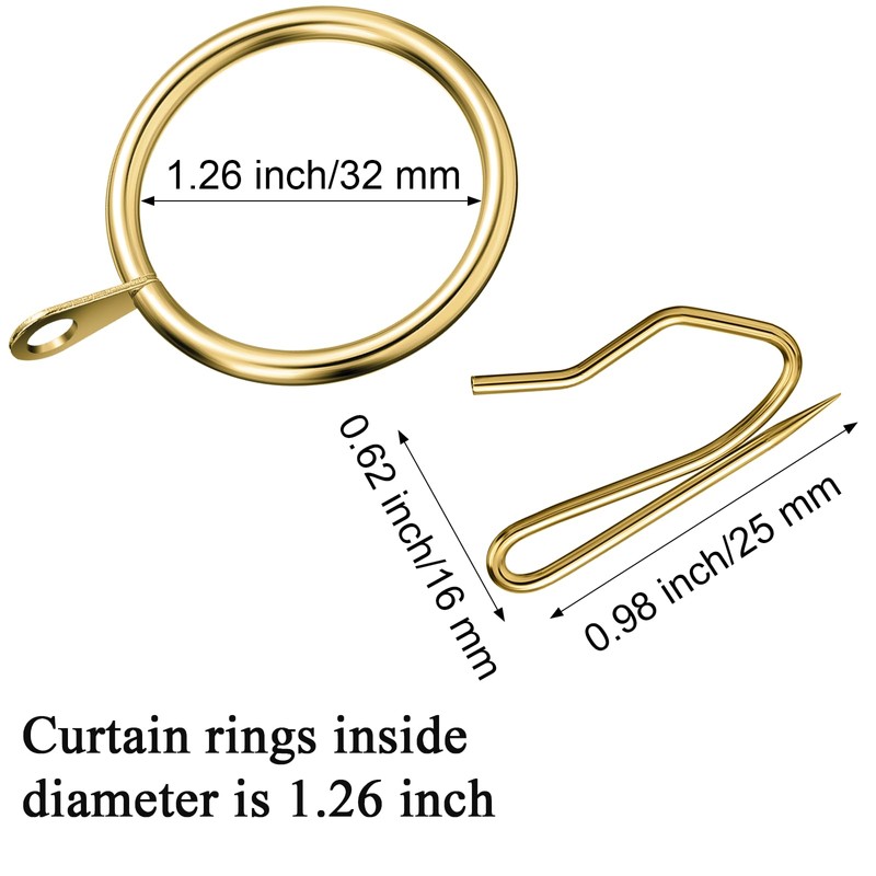 Hotop 30 Pieces Metal Drapery Curtain Rings and 30 Pieces