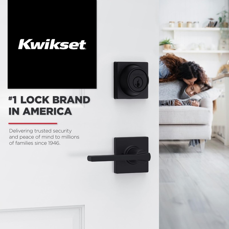 Kwikset Breton Interior Privacy Door Handle with Lock, Door Lever