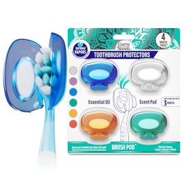 GuruNanda - Paquete de 4 cápsulas de cepillo para polvo de dientes para cepillos manuales y eléctricos, protector de cepillo para polvo de dientes de 