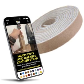 TOFL Correa de piel genuino de grano superior | 72 pulgadas de largo | 1/2 pulgadas de ancho | 1/8 pulgadas de grosor (78-8 onzas) | 1 tira de piel para proyectos de manualidades y manualidades, ropa, joyas, envoltura, color beige