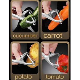100% Stainless Steel Potato Peelers, Large Vegetable Y Prep Peeler, 6Y Warranty, Built-in Eye Remover, Ultra-Sharp, Ergonomic Handle, Fruit Vegetable Peelers for Kitchen, Dishwasher Safe