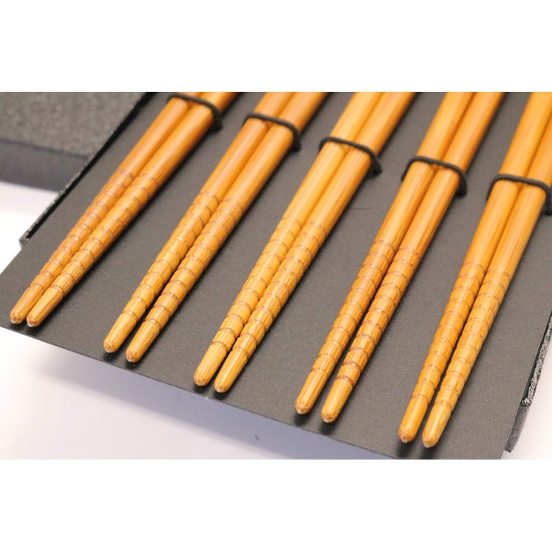 Ishida Chopsticks Gift Set of 5 Black Pasting Box, Soot