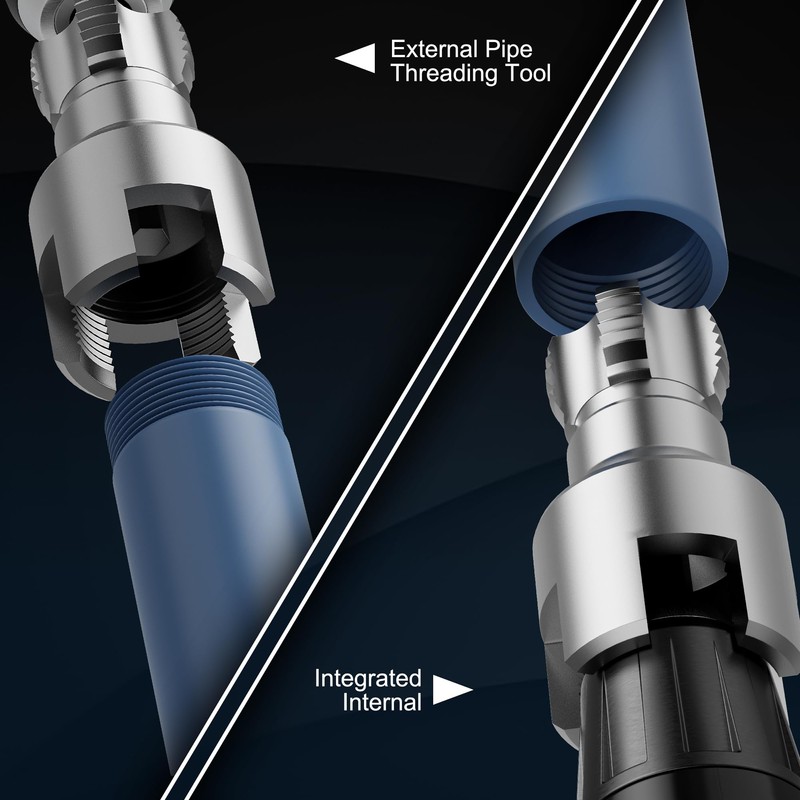 Integrated Internal & External Pipe Threading Tool, 1/2'' 3/4'' Dual-Function