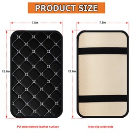 HZEL Car Center Console Cushion Pad, PU Leather Vehicle Armrest Protection Cover, Waterproof Automotive Interior Arm Rest Seat Box Mat Accessories, Universal for SUV, Sedan, Truck (Black/White)