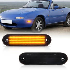 Gempro LED Side Marker Lights Compatible with Mazda MX-5 Miata 1990-2005 Front Parking Signal Lamps Smoked Len, 2PCS
