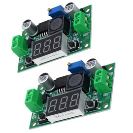 A-DIGISHUO 2Pcs LM2596 Adjustable Voltage Regulator with 4.0-40V to 1.25-37V DC 36V to 24V to 12V to 5V | Automotive Motor Step-Down Converter with Red Voltmeter Display
