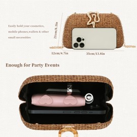 Oweisong Summer Straw Clutch Purse for Women Woven Beach Bag Vacation Evening Handbag 2025 for Wedding Formal