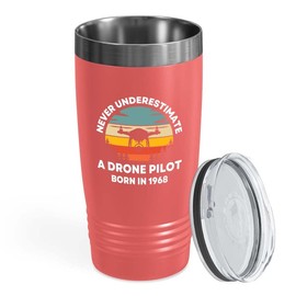 1968 Birthday Black Tumbler 20oz, drone pilot born in 1968 - Drone Pilots Aviation RC Quadcopter Operator Airline Turning 54 54th Birthday Born in 1968