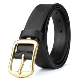 wolksprong Unisex Casual Leather Belt - 1.3" Full Grain Leather Men's and Women's Belt for Jeans