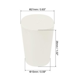 sourcing map Rubber Tapered Plug 15mm to 21mm Solid Test Tubes Bungs Stopper White for Lab Home 5 Pieces