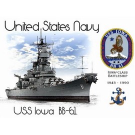 USS IOWA BB-61 BATTLESHIP   -  Postcard
