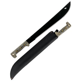 Condor Tool & Knife El Salvador Machete - 1075 High Carbon Steel - 3mm Thick Full Tang Machete with a Micarta Handle and a Hand Crafted Welted Leather Sheath - 18in Blade - 31.5oz