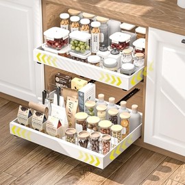 Diealles Shine Telescopic Drawer, Pack of 2, Adjustable Width 31-52 cm, Extendable Kitchen Drawer, No Drilling, Kitchen Cabinet Organiser, Extendable for Kitchen