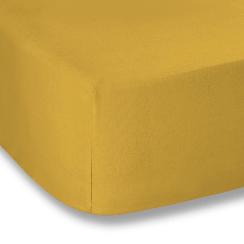 Bianca Plain Dyed Mustard Fitted Sheet 105 x 200 cm