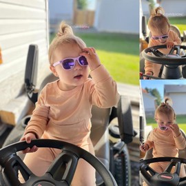 COASION Bendable Flexible Polarized Baby Sunglasses with Strap for Newborn Infant Boys Girls Age 0-24 Months CA9018 (Purple/Purple Mirror)