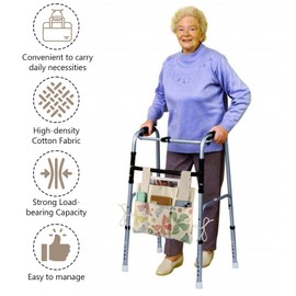 Walker Bag for Rolling Walker Handy Walker Basket Pouch with Water Cup Holder Seniors Walker Accessories Universal Carry Storage Bag for Folding Walker Wheelchairs Strollers 15"x11.8" (Butterfly)