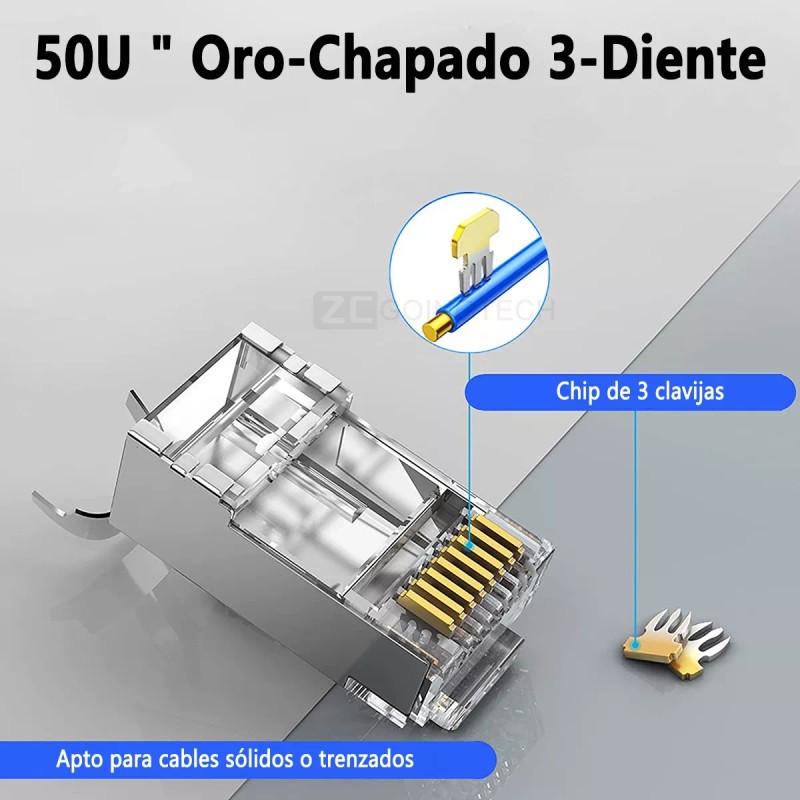 Zcgoingtech 20pzs Plug Cat 6a Cat 7 Ftp 50 Micras