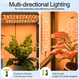 DOMMIA Panel Grow Light for Indoor Plants, 20W Ultra-Thin Full Spectrum LED Grow Light for Shelf & Cabinet, Dimmable with 6/12/16H Timer, Warm White, 2-Pack