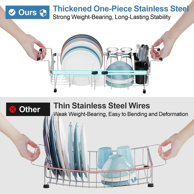 GSlife Small Sink Dish Drying Rack - Expandable Stainless Steel