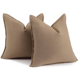 Hckot Ramie Cotton Throw Pillow Covers 18 x 18 Decorative Pillows for Bed Neutral Boho Farmhouse Pillows for Couch Sofa Bedroom Living Room Home Decor Brown