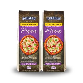 DeLallo Gluten Free Flour Pizza Kit, 17 Oz Bag, (2 Pack), All Purpose Pizza Dough Mix for Baking Crust, Bread and Calzones, Vegan, Dairy Free